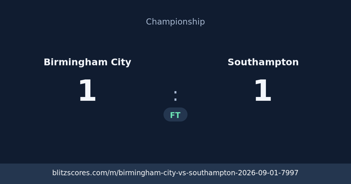 Birmingham City vs Southampton score card