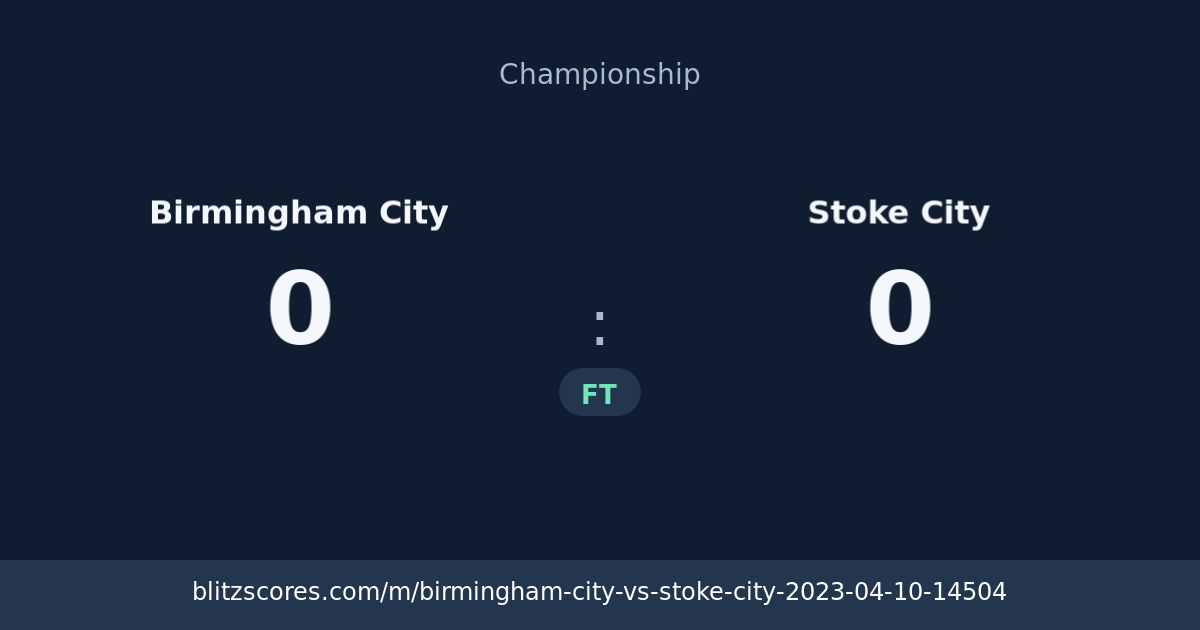 Birmingham City vs Stoke City score card