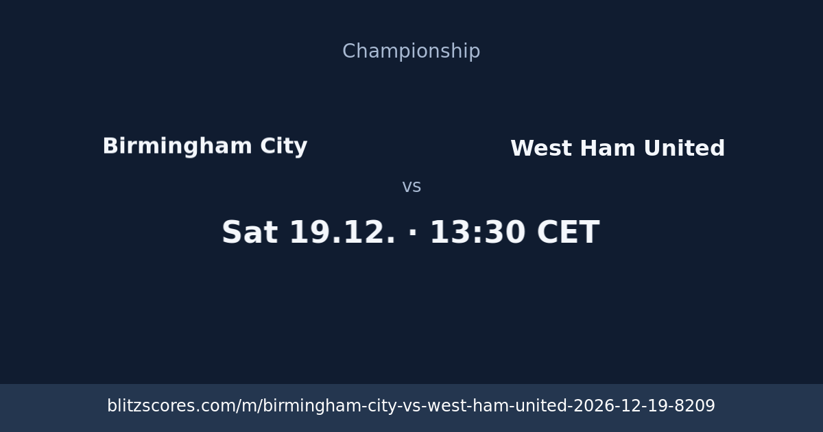 Birmingham City vs West Ham United score card
