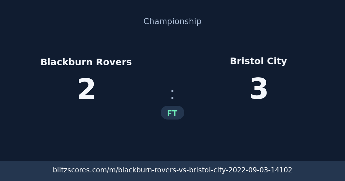 Blackburn Rovers vs Bristol City score card