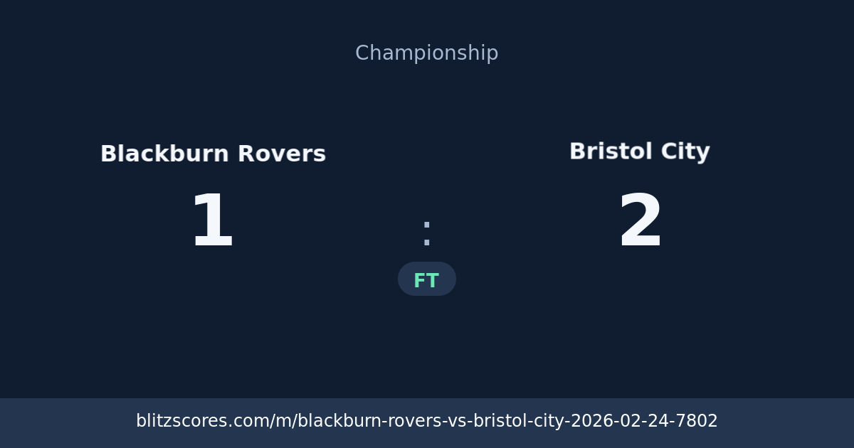 Blackburn Rovers vs Bristol City score card