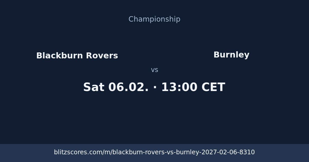 Blackburn Rovers vs Burnley score card