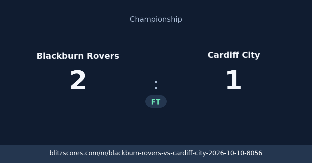 Blackburn Rovers vs Cardiff City score card