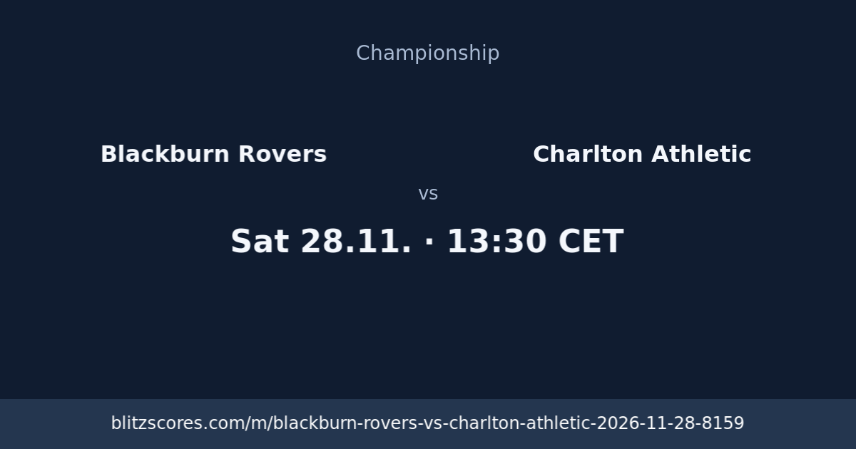 Blackburn Rovers vs Charlton Athletic score card