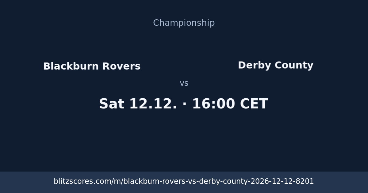 Blackburn Rovers vs Derby County score card