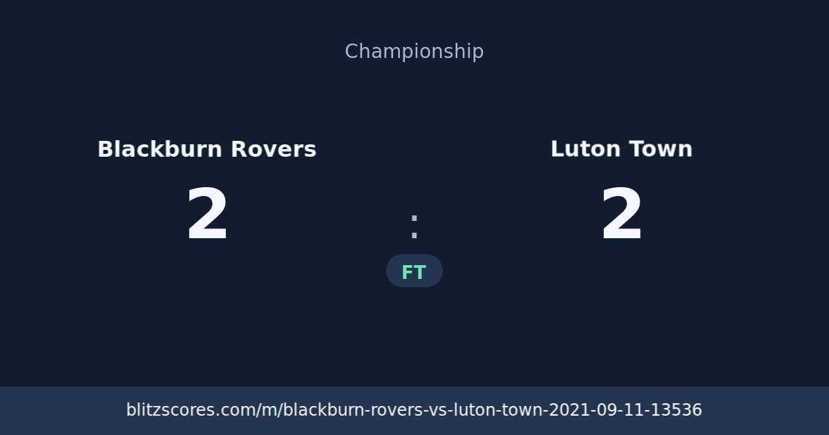 Blackburn Rovers vs Luton Town score card