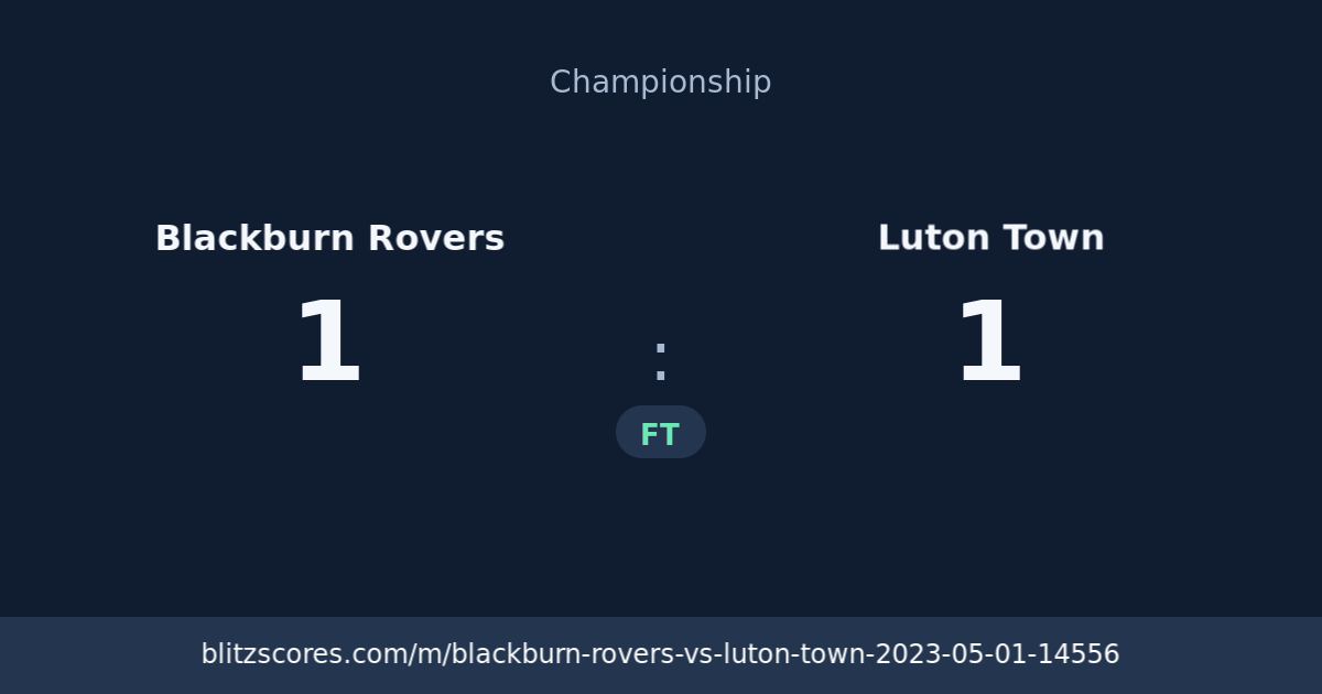 Blackburn Rovers vs Luton Town score card