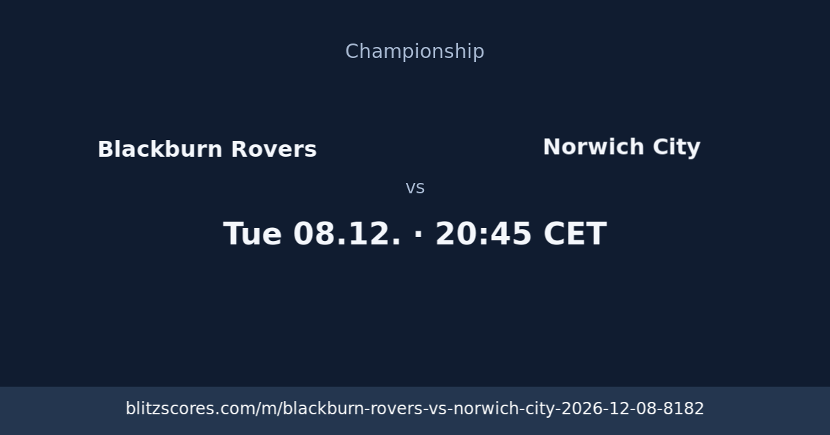 Blackburn Rovers vs Norwich City score card