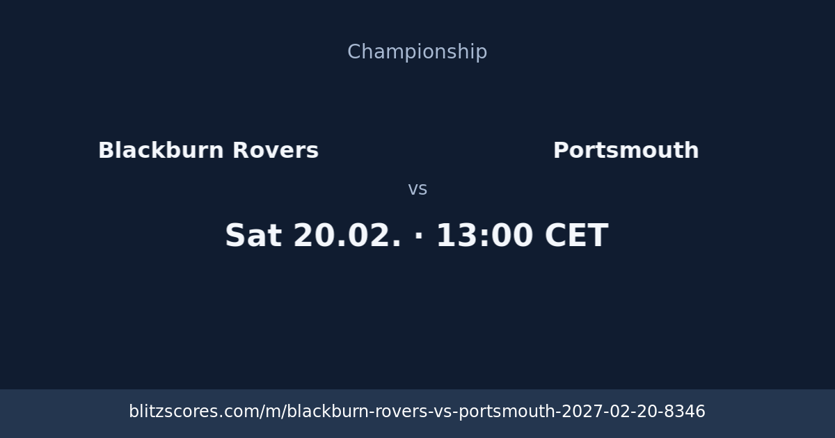 Blackburn Rovers vs Portsmouth score card