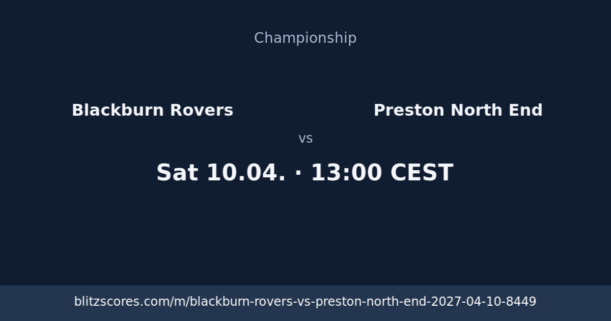Blackburn Rovers vs Preston North End score card