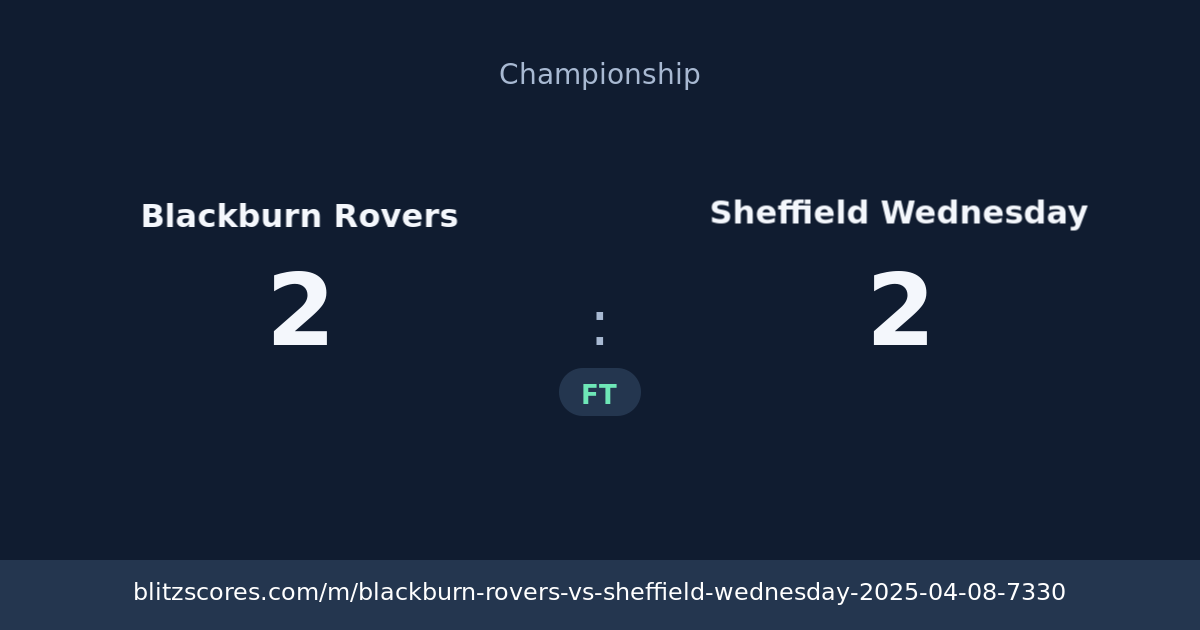 Blackburn Rovers vs Sheffield Wednesday score card