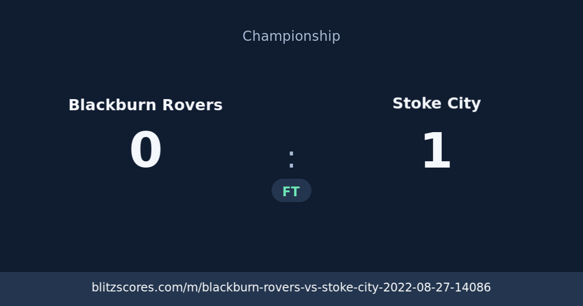 Blackburn Rovers vs Stoke City score card