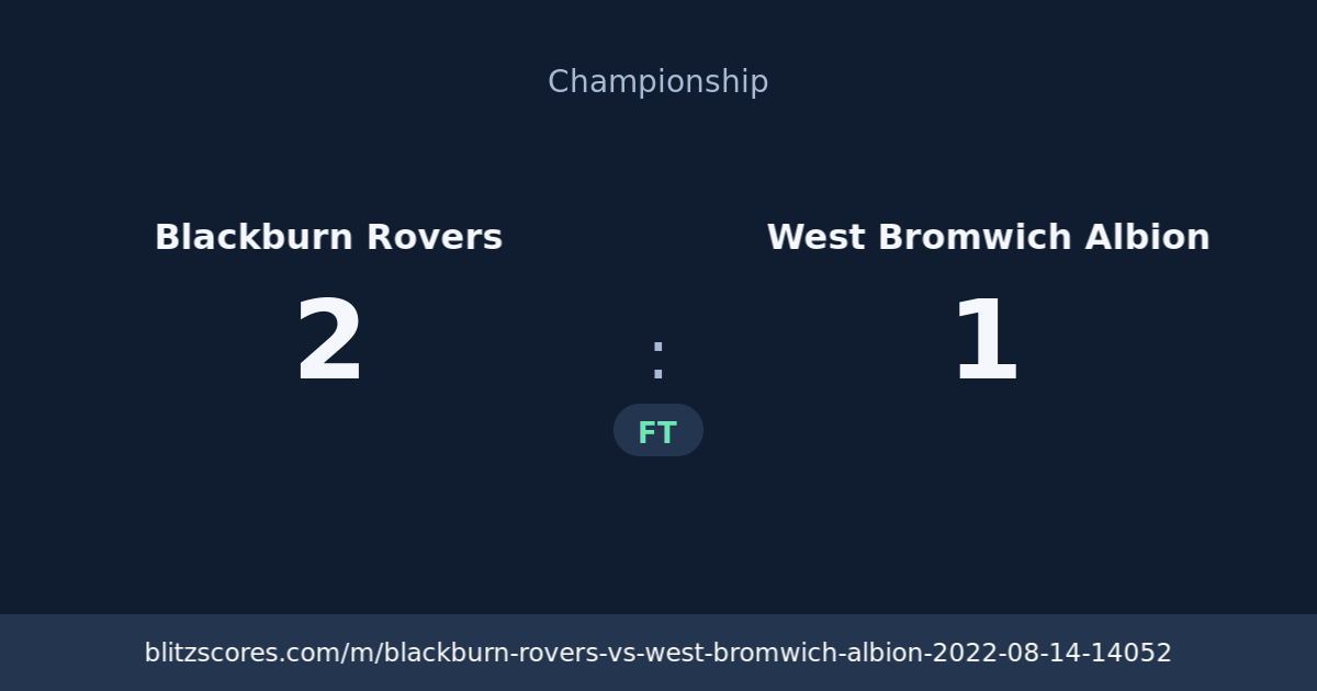 Blackburn Rovers vs West Bromwich Albion score card