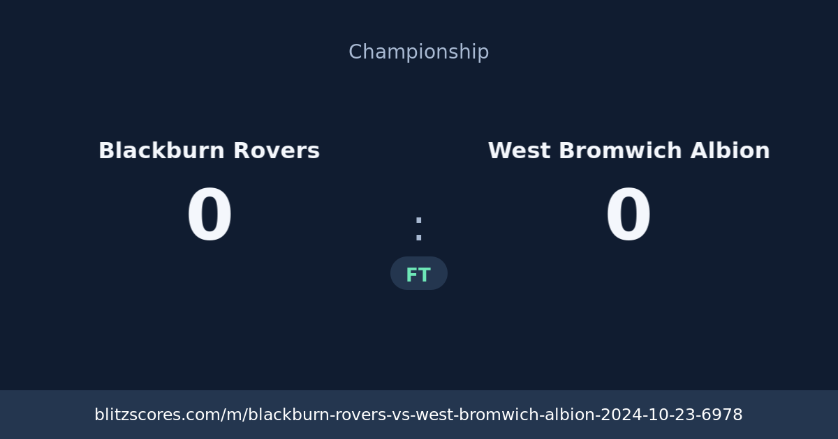 Blackburn Rovers vs West Bromwich Albion score card