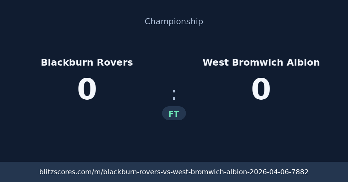 Blackburn Rovers vs West Bromwich Albion score card