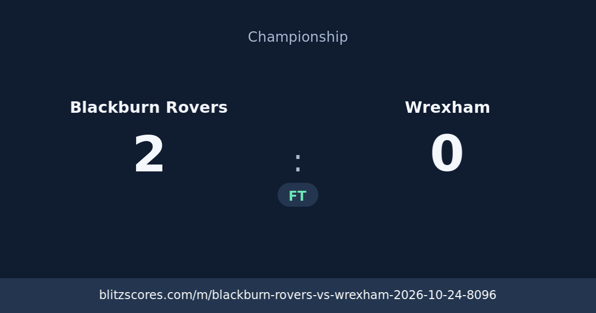 Blackburn Rovers vs Wrexham score card
