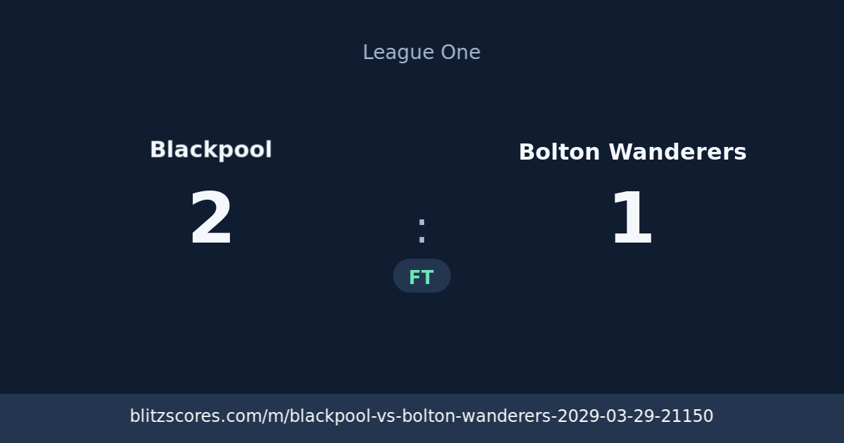 Blackpool vs Bolton Wanderers score card