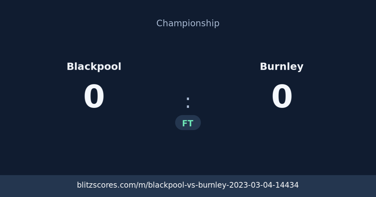 Blackpool vs Burnley score card