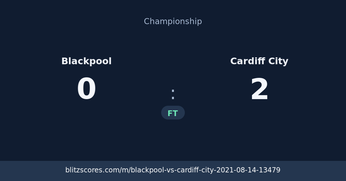 Blackpool vs Cardiff City score card