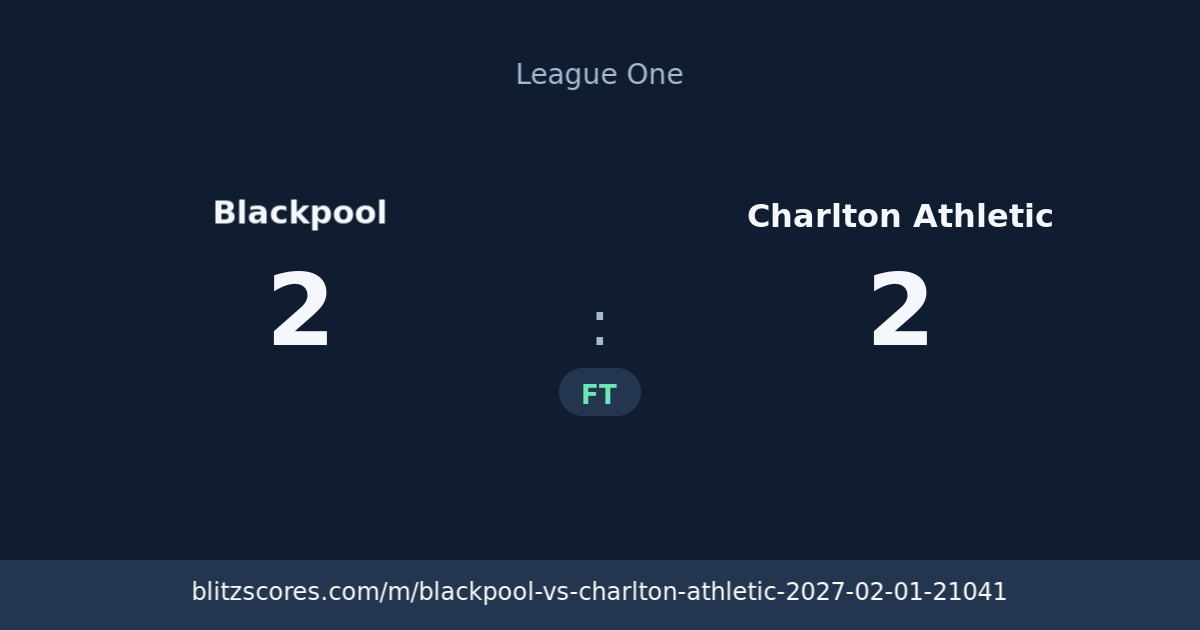 Blackpool vs Charlton Athletic score card