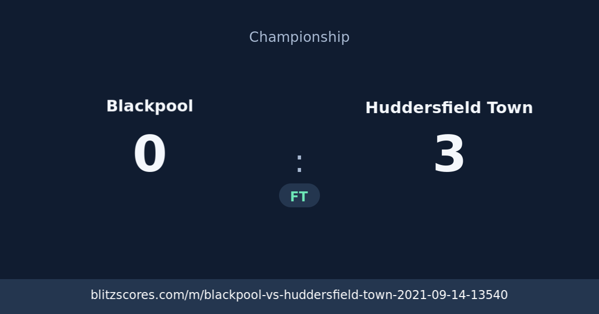 Blackpool vs Huddersfield Town score card