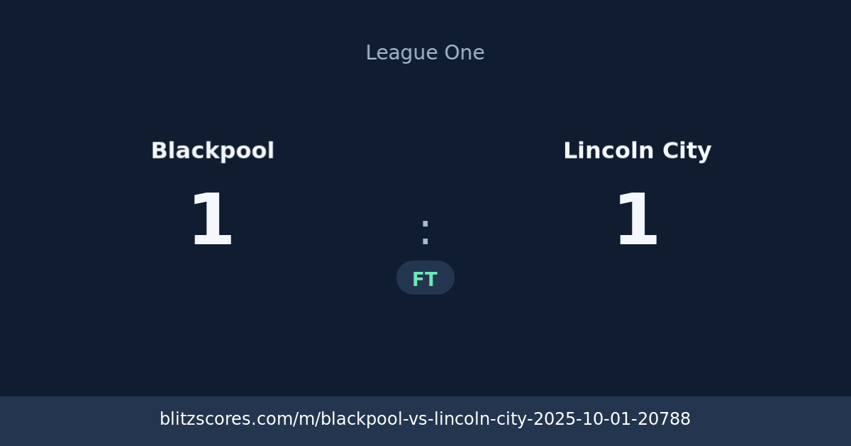 Blackpool vs Lincoln City score card