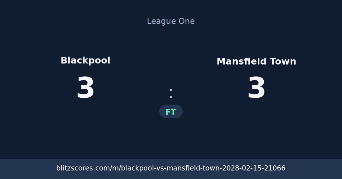 Blackpool vs Mansfield Town score card