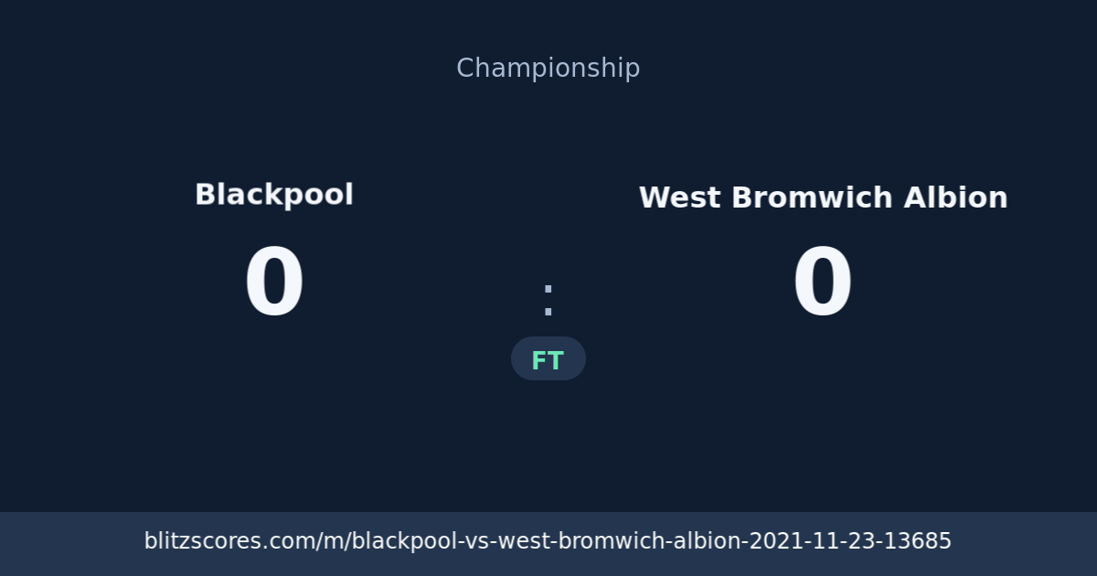 Blackpool vs West Bromwich Albion score card