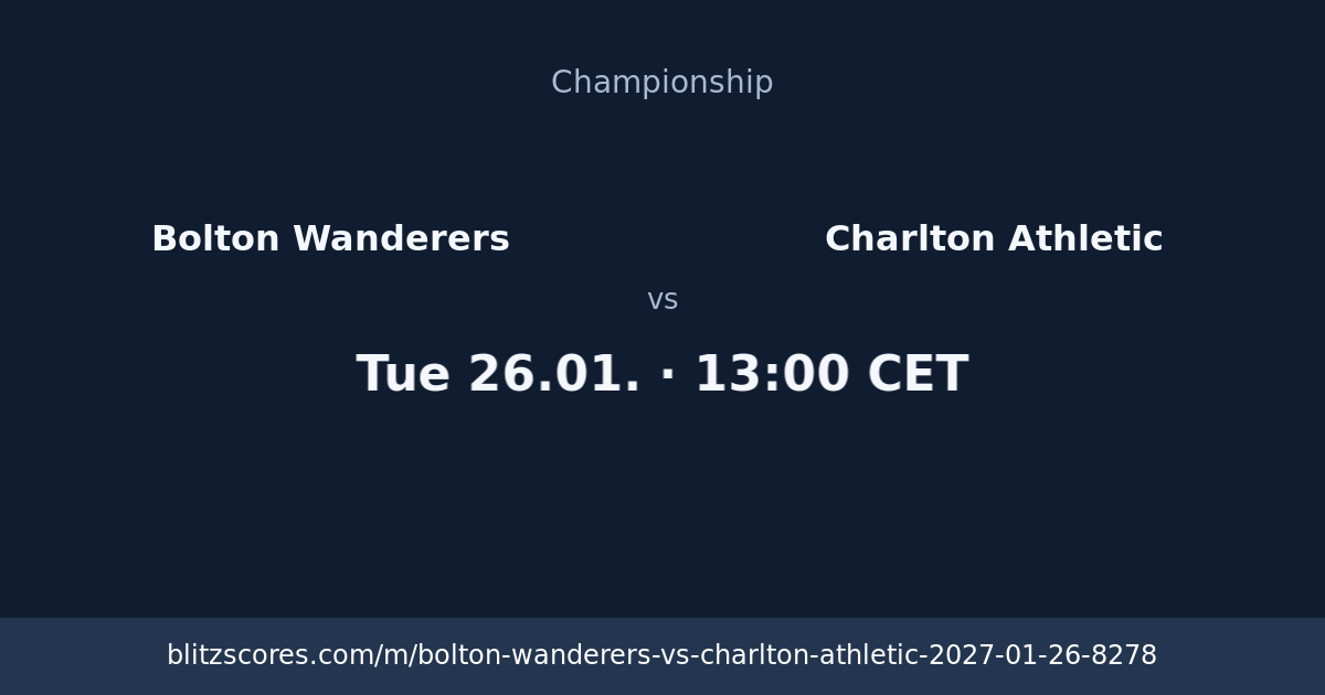 Bolton Wanderers vs Charlton Athletic score card