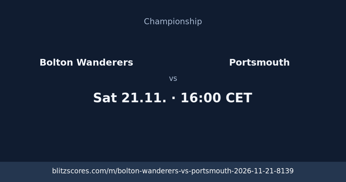 Bolton Wanderers vs Portsmouth score card