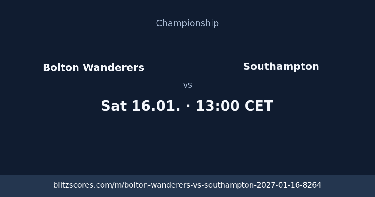 Bolton Wanderers vs Southampton score card