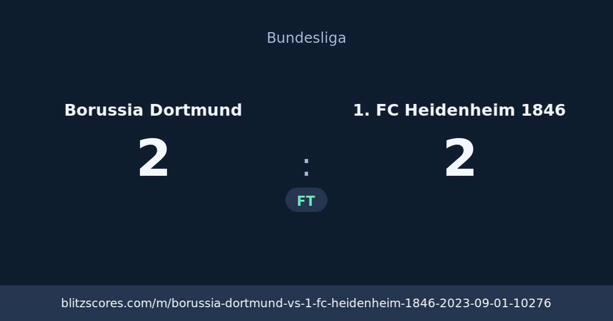 Borussia Dortmund vs 1. FC Heidenheim 1846 score card