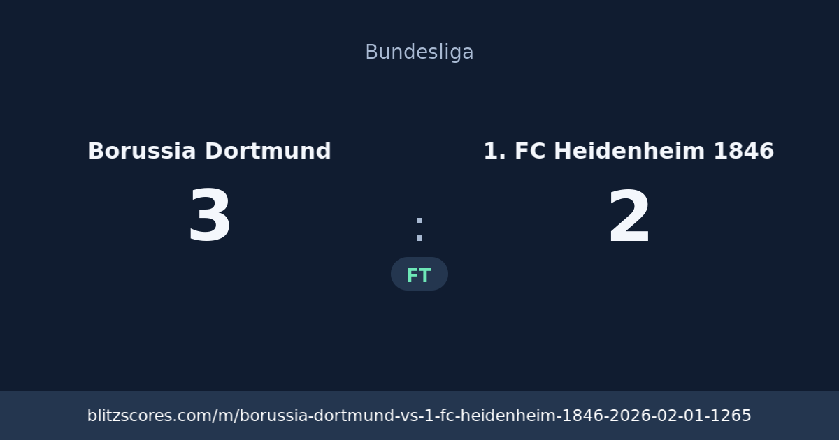 Borussia Dortmund vs 1. FC Heidenheim 1846 score card