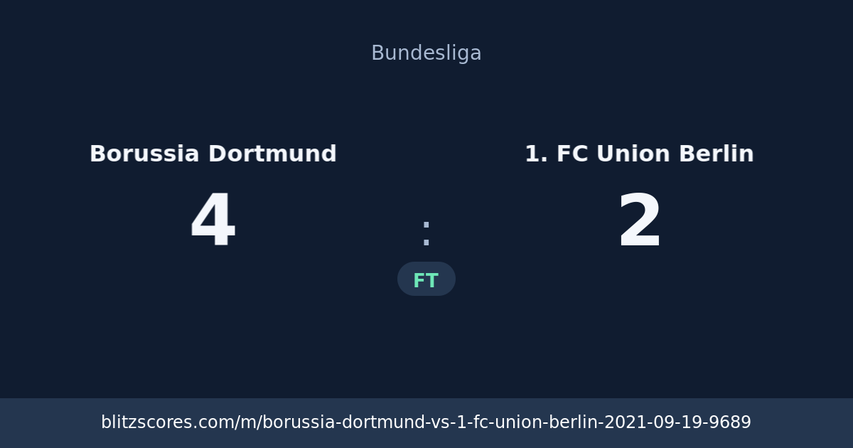 Borussia Dortmund vs 1. FC Union Berlin score card