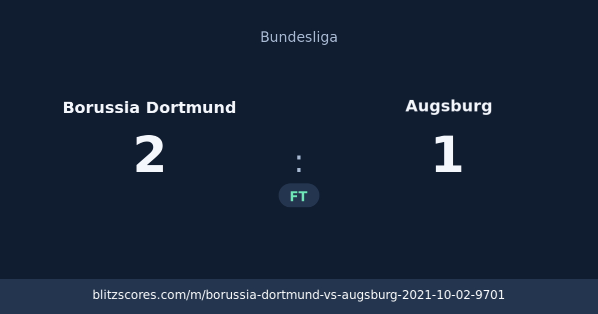 Borussia Dortmund vs Augsburg score card