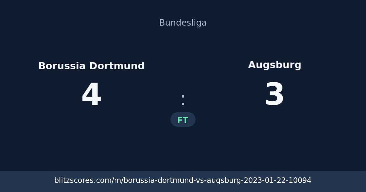 Borussia Dortmund vs Augsburg score card