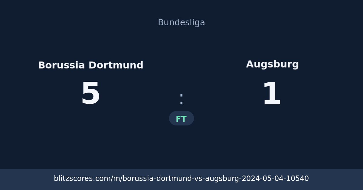 Borussia Dortmund vs Augsburg score card