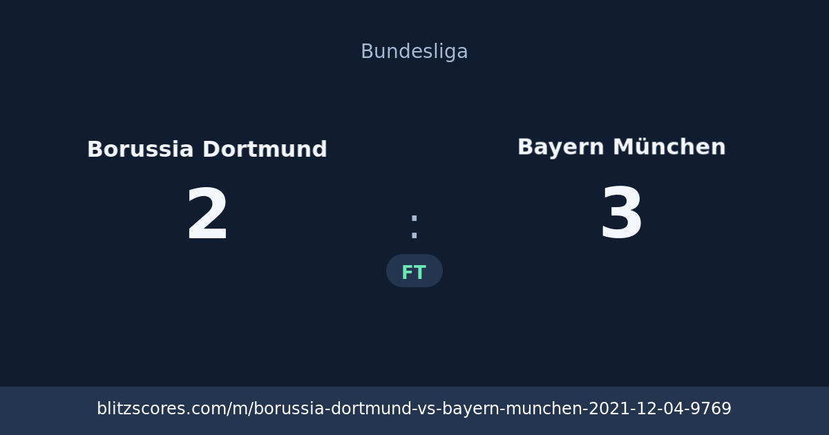 Borussia Dortmund vs Bayern München score card