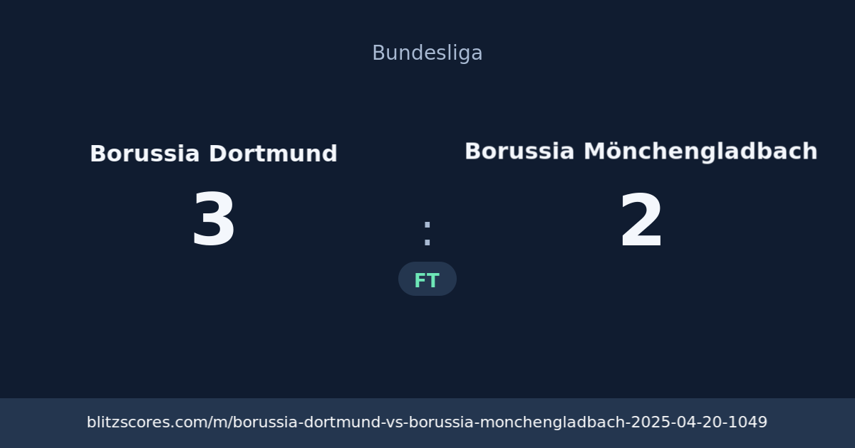 Borussia Dortmund vs Borussia Mönchengladbach score card