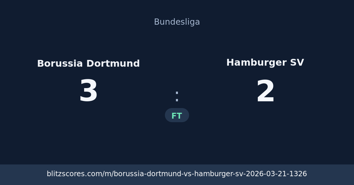 Borussia Dortmund vs Hamburger SV score card