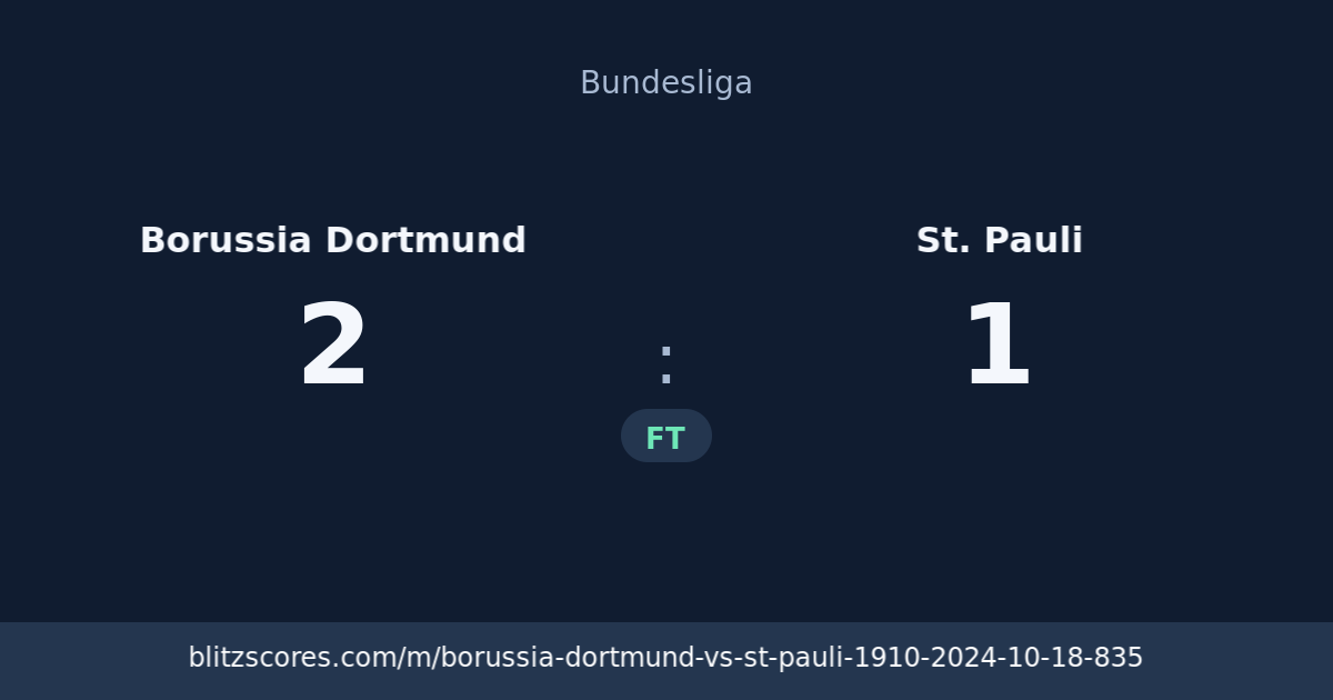 Borussia Dortmund vs St. Pauli score card