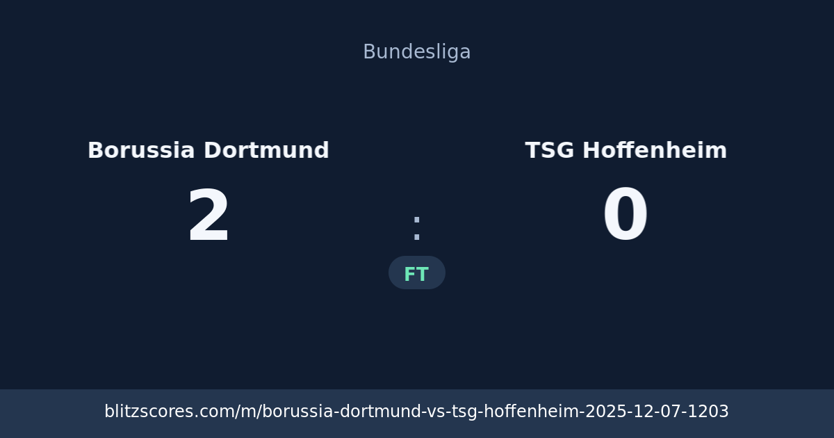 Borussia Dortmund vs TSG Hoffenheim score card