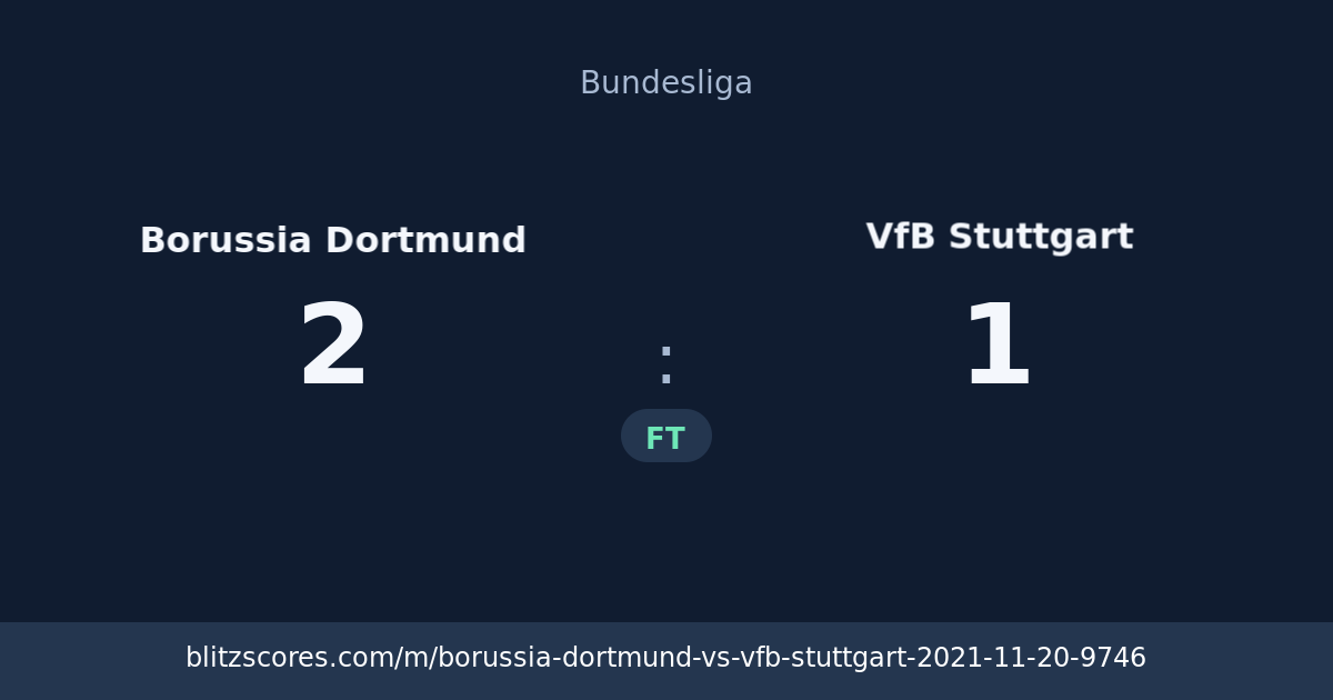 Borussia Dortmund vs VfB Stuttgart score card