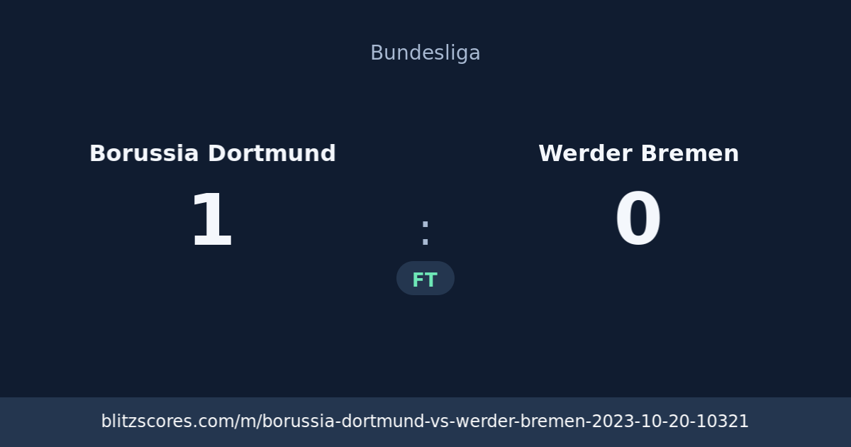 Borussia Dortmund vs Werder Bremen score card