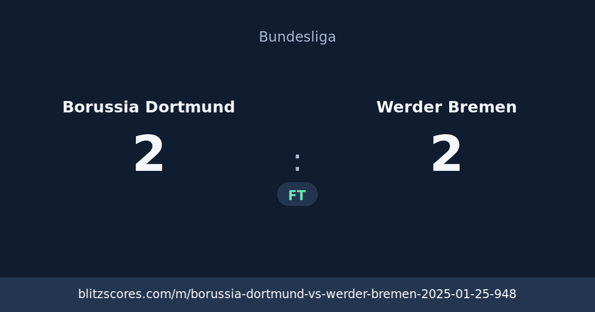 Borussia Dortmund vs Werder Bremen score card