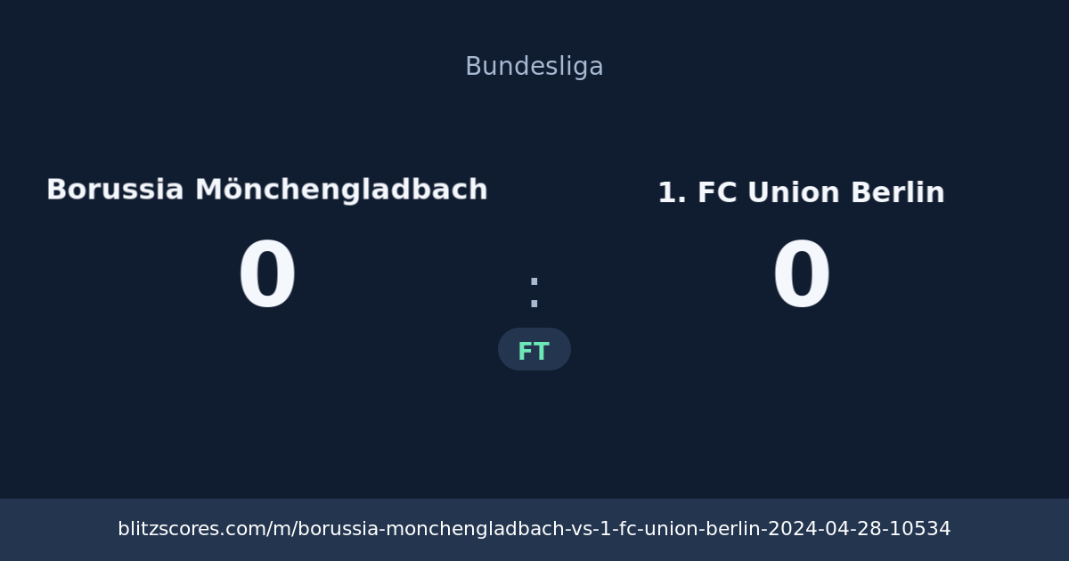 Borussia Mönchengladbach vs 1. FC Union Berlin score card