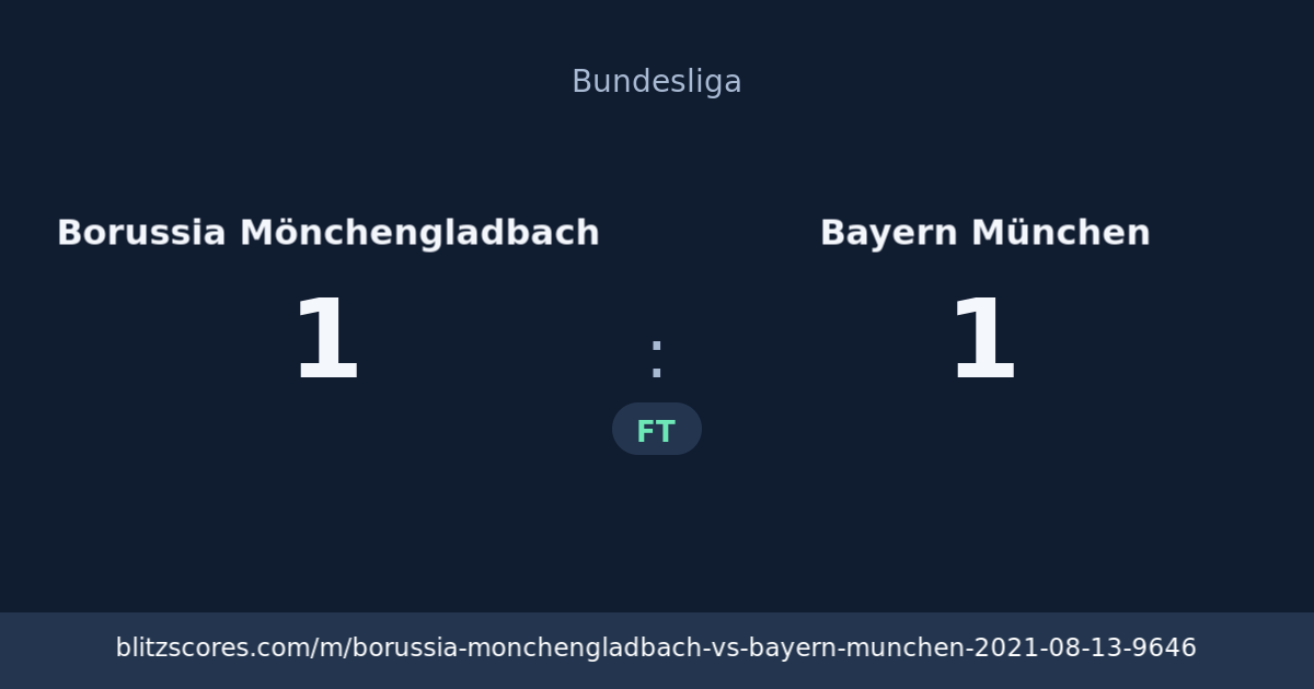 Borussia Mönchengladbach vs Bayern München score card