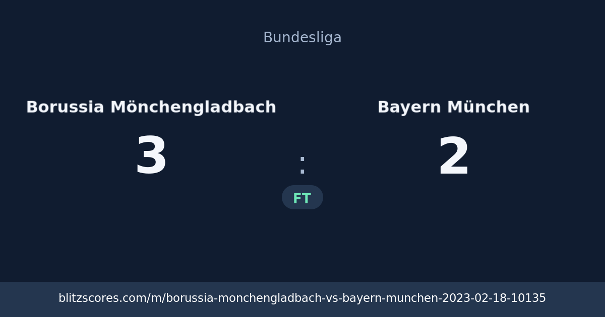 Borussia Mönchengladbach vs Bayern München score card