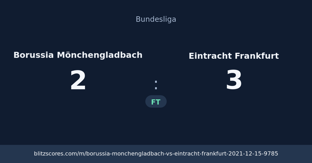 Borussia Mönchengladbach vs Eintracht Frankfurt score card