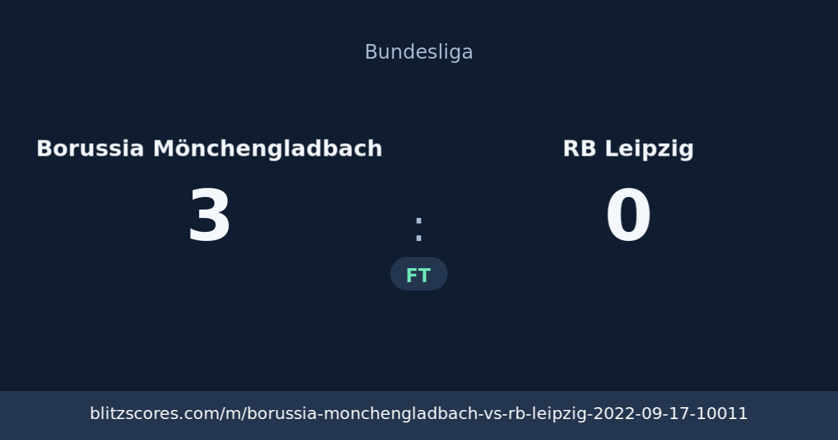 Borussia Mönchengladbach vs RB Leipzig score card